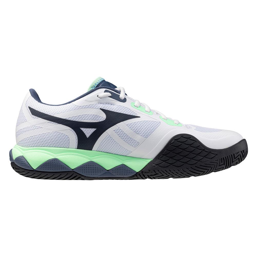 Men`s Wave Enforce Tour 2 Tennis Shoes White and Neo Mint Footwear Mizuno