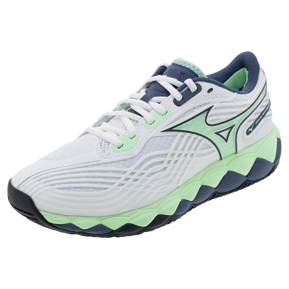Men`s Wave Enforce Tour 2 Tennis Shoes White and Neo Mint Footwear Mizuno