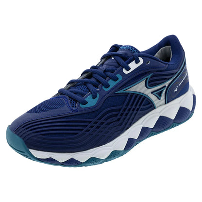 Men`s Wave Enforce Tour 2 Tennis Shoes Bellwether Blue and White Footwear Mizuno