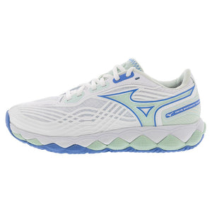 Women`s Wave Enforce Tour 2 Tennis Shoes White and Frontier Blue Footwear Mizuno