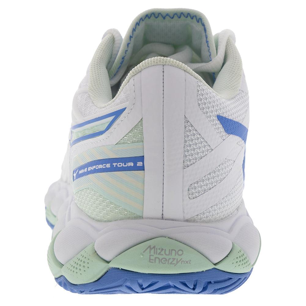 Women`s Wave Enforce Tour 2 Tennis Shoes White and Frontier Blue Footwear Mizuno