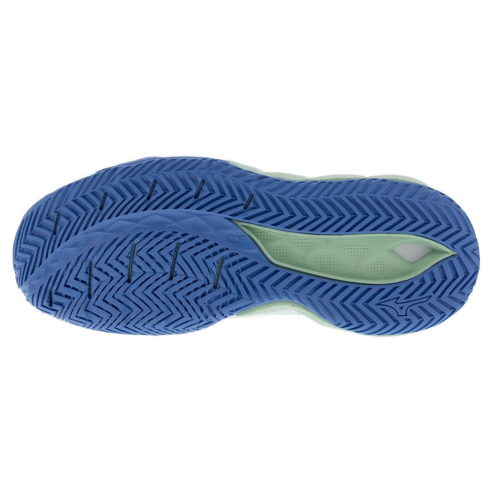 Women`s Wave Enforce Tour 2 Tennis Shoes White and Frontier Blue Footwear Mizuno