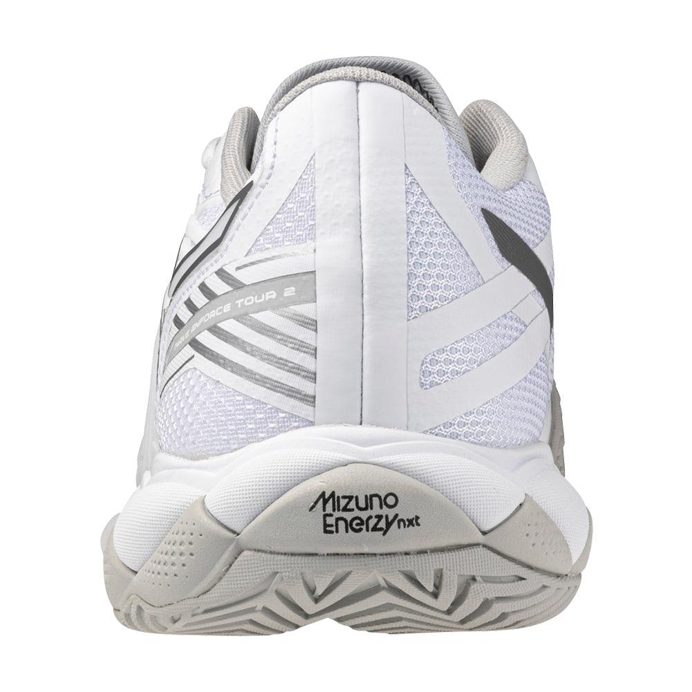 Women`s Wave Enforce Tour 2 Tennis Shoes White and Silver Footwear Mizuno