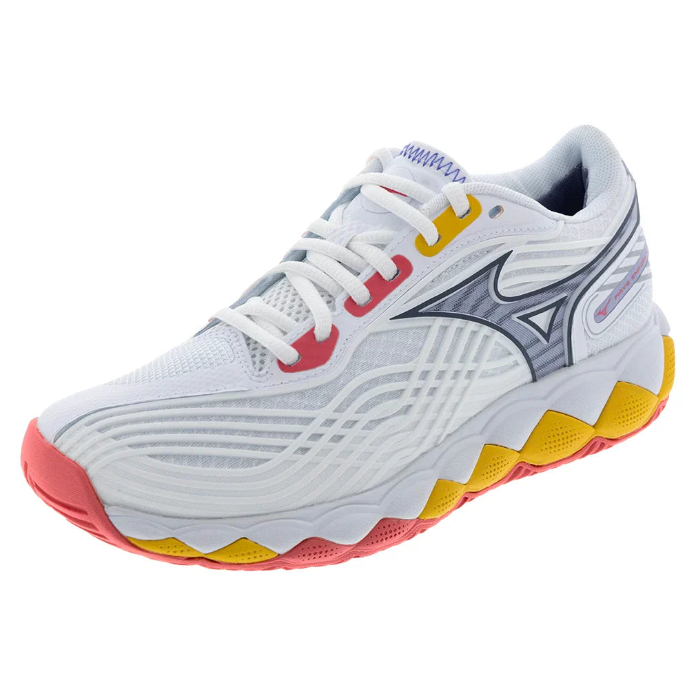 Women`s Wave Enforce Tour 2 AC Tennis Shoes White and Icelandic Blue Footwear Mizuno