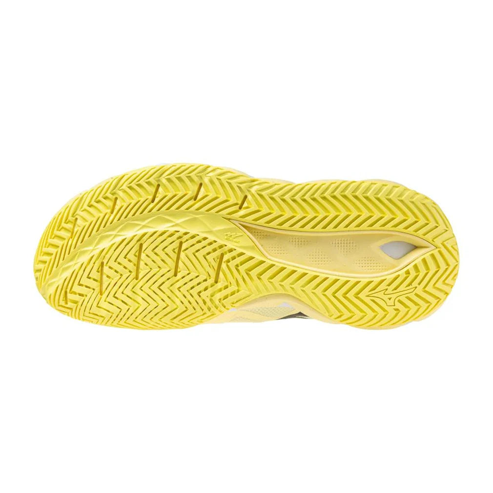 Women`s Wave Enforce Tour 2 AC Tennis Shoes Pale Yellow and Black Sand Footwear Mizuno
