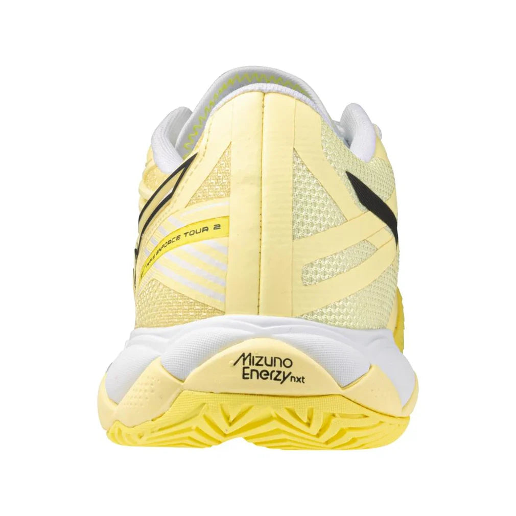 Women`s Wave Enforce Tour 2 AC Tennis Shoes Pale Yellow and Black Sand Footwear Mizuno
