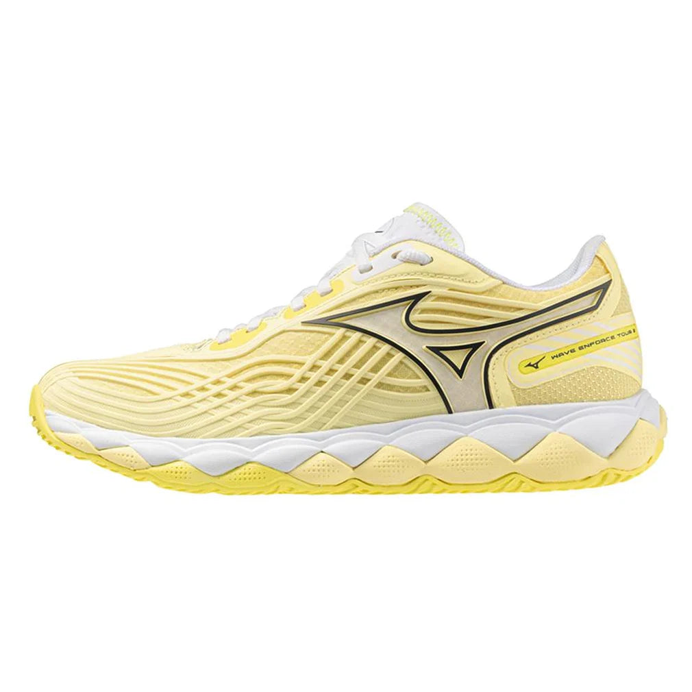 Women`s Wave Enforce Tour 2 AC Tennis Shoes Pale Yellow and Black Sand Footwear Mizuno