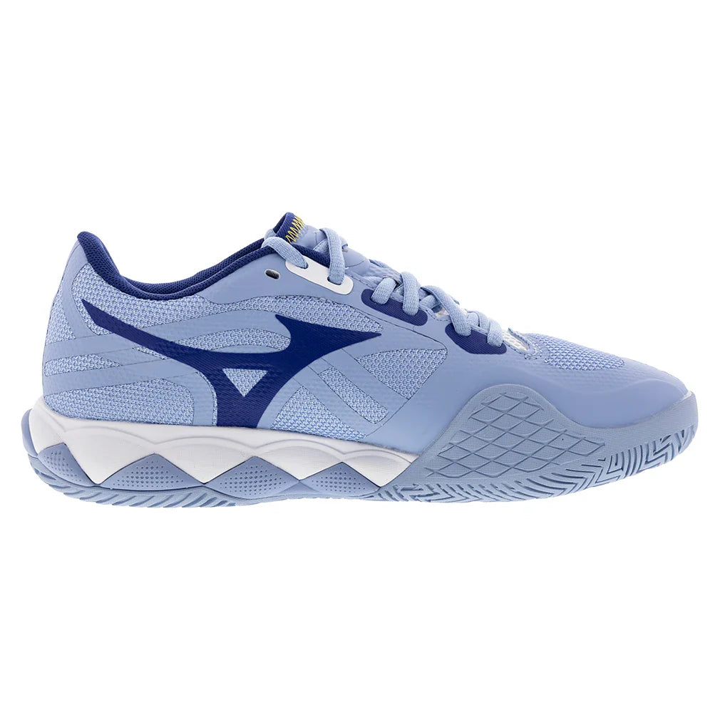 Women`s Wave Enforce Tour 2 Tennis Shoes Bel Air Blue and White Footwear Mizuno