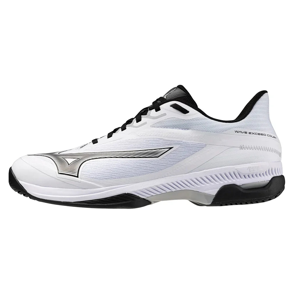 Men`s Wave Exceed Court AC Tennis Shoes White and Black Footwear Mizuno