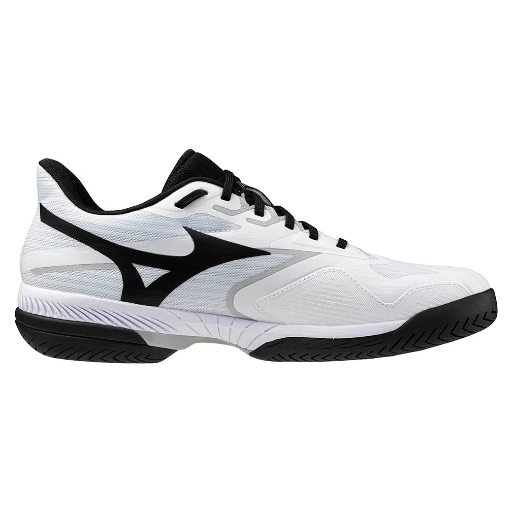 Men`s Wave Exceed Court AC Tennis Shoes White and Black Footwear Mizuno
