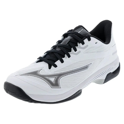 Men`s Wave Exceed Court AC Tennis Shoes White and Black Footwear Mizuno