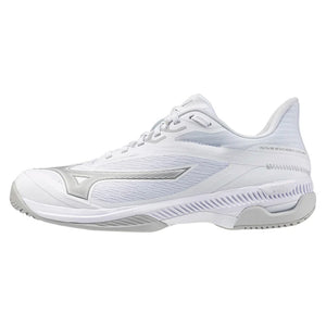 Women`s Wave Exceed Court AC Tennis Shoes White and Ultimate Grey Footwear Mizuno
