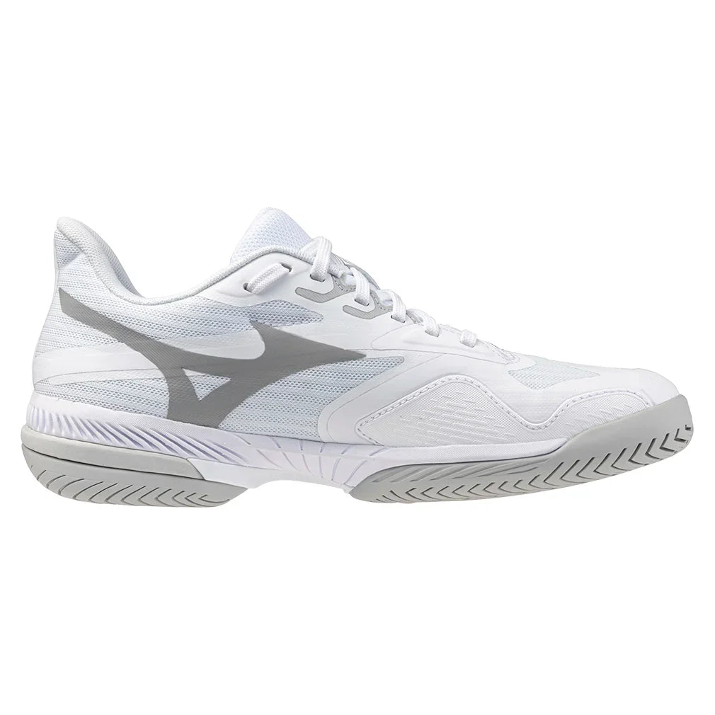 Women`s Wave Exceed Court AC Tennis Shoes White and Ultimate Grey Footwear Mizuno