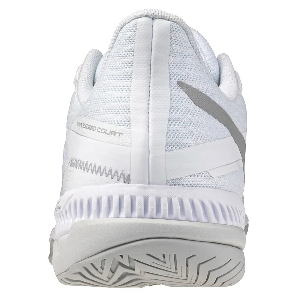 Women`s Wave Exceed Court AC Tennis Shoes White and Ultimate Grey Footwear Mizuno