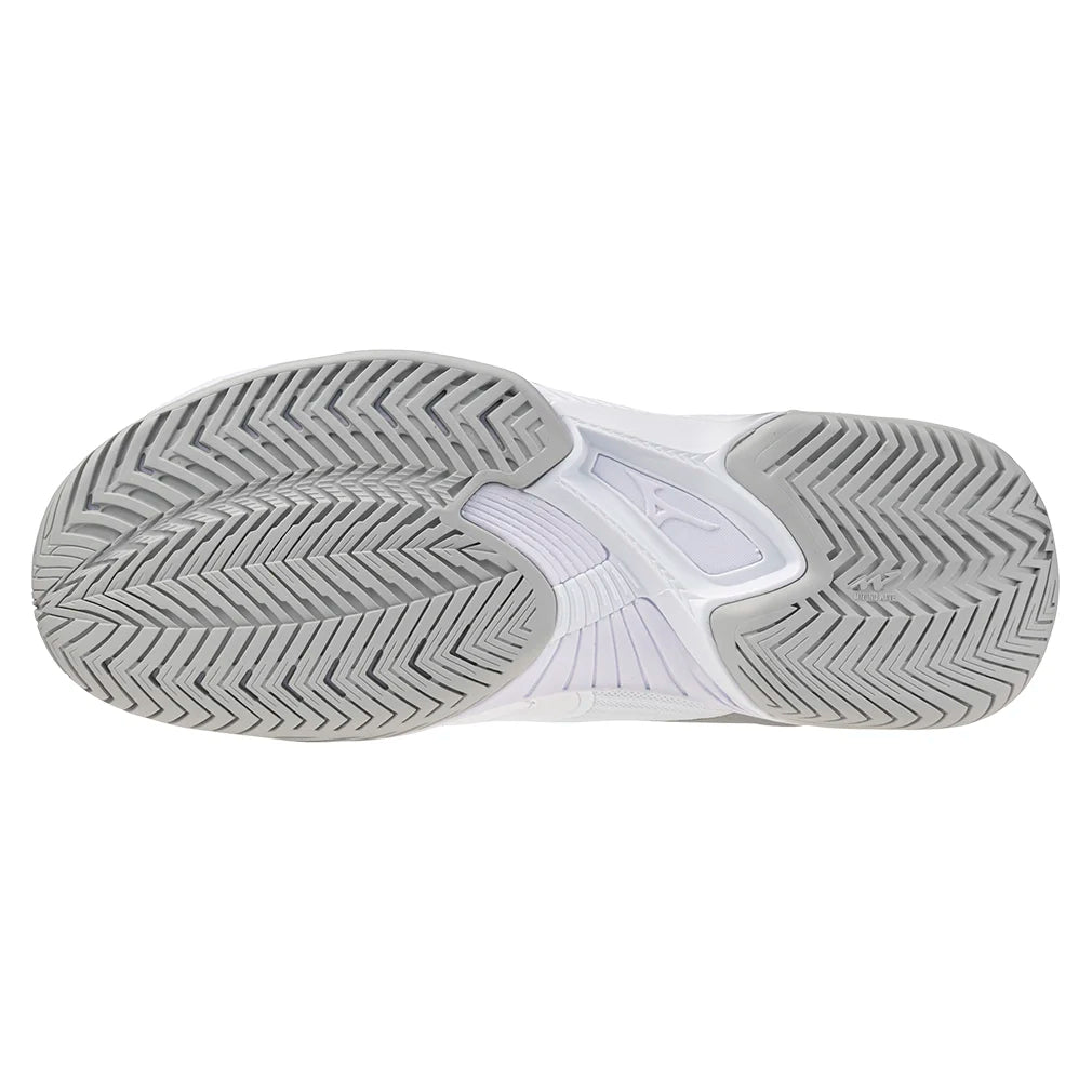 Women`s Wave Exceed Court AC Tennis Shoes White and Ultimate Grey Footwear Mizuno