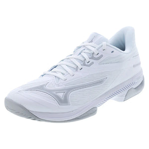 Women`s Wave Exceed Court AC Tennis Shoes White and Ultimate Grey Footwear Mizuno