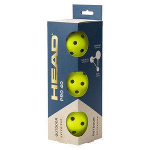 Pro 40 Outdoor Pickleballs 3 Pack Balls Head