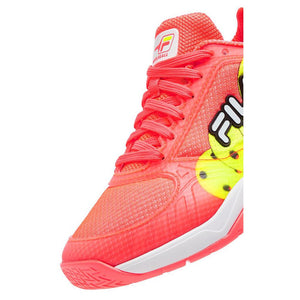 Women`s Volley Zone Pickleball Shoes Fiery Coral and White Footwear Fila