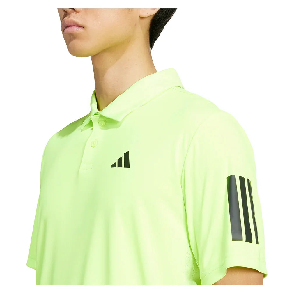 Men`s Club 3 Stripe Tennis Polo Lucid Lemon Apparel Adidas