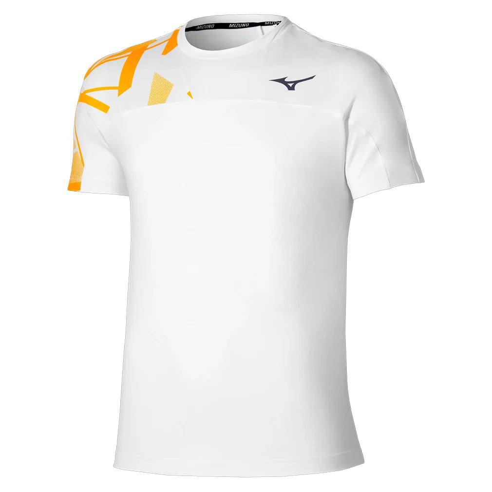Men`s Shadow Tennis Top White Citrus Apparel Mizuno