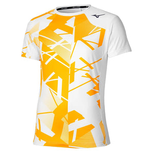Men`s Shadow Graphic Tennis Top White Citrus Apparel Mizuno