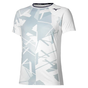 Men`s Shadow Graphic Tennis Top White Grey Apparel Mizuno