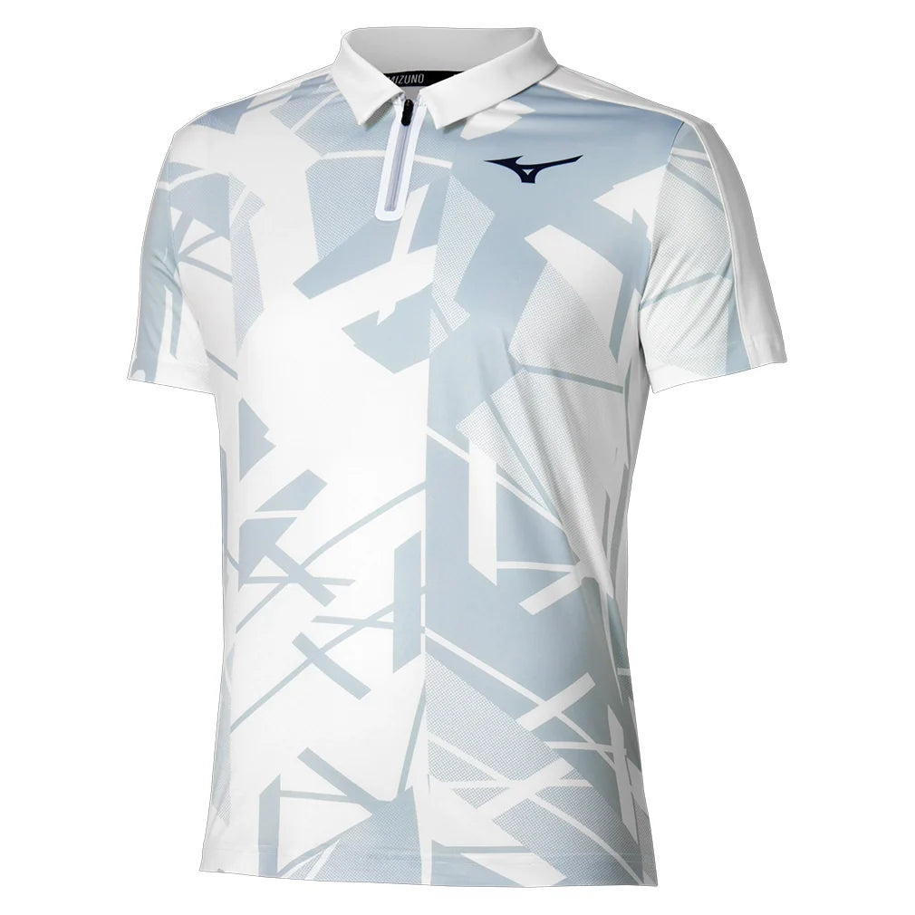 Men`s Shadow Tennis Polo White Grey Apparel Mizuno