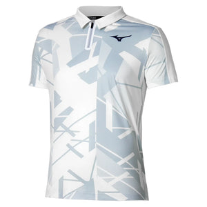 Men`s Shadow Tennis Polo White Grey Apparel Mizuno