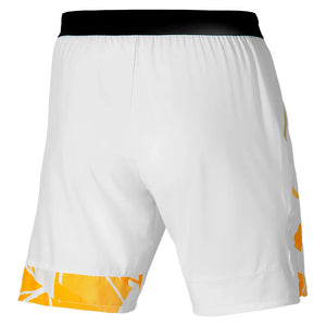 Men`s 8 Inch Amplify Tennis Short White Citrus Apparel Mizuno