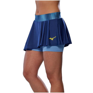 Women`s Printed Flying Tennis Skort Bellwether Blue Apparel Mizuno