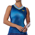 Women`s Printed Tennis Tank Bellwether Blue Apparel Mizuno