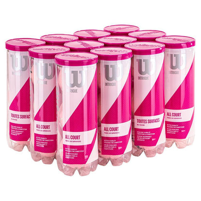 Intrigue All Court Pink 12 Pack Tennis Ball Case Balls Wilson