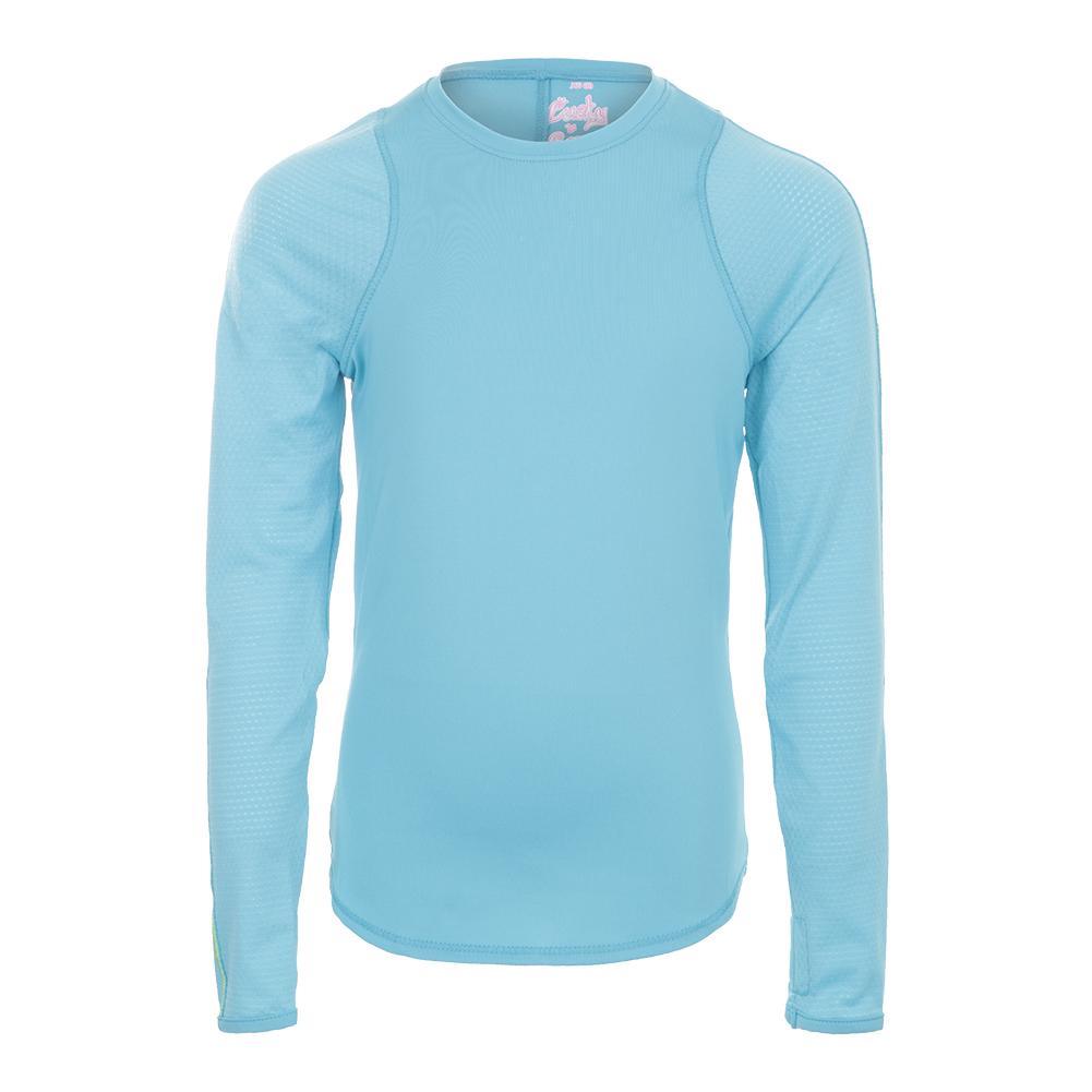 Girls' Long Sleeve Athletic Tennis Crew Ocean Apparel Lucky In Love