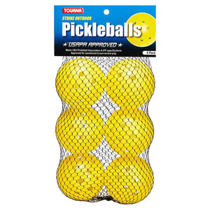Outdoor Pickleballs 6 Pack Yellow Balls Tourna