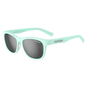Swank Sunglasses Satin Crystal Teal with Smoke Polarized Lenses Accessories Tifosi
