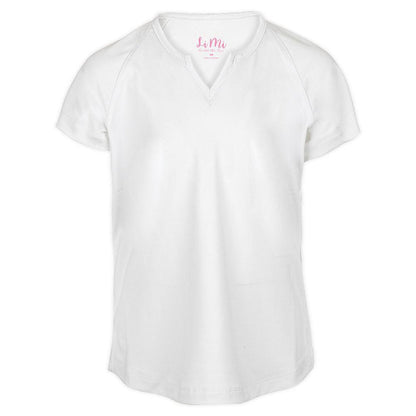 Girls' Notched Collar Tennis Top White Apparel Little Miss Tennis