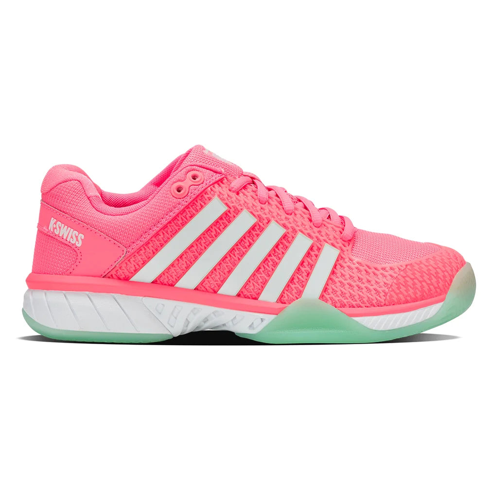 Women`s Express Light Pickleball Shoes Neon Pastel Pink and White Footwear K-Swiss