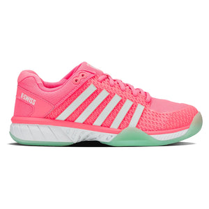 Women`s Express Light Pickleball Shoes Neon Pastel Pink and White Footwear K-Swiss
