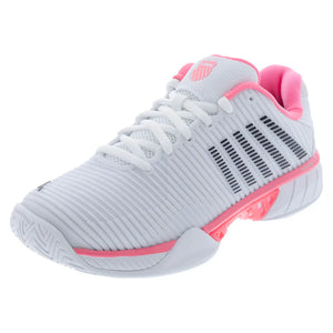 Women`s Hypercourt Express 2 Tennis Shoes White and Neon Pastel Pink Footwear K-Swiss