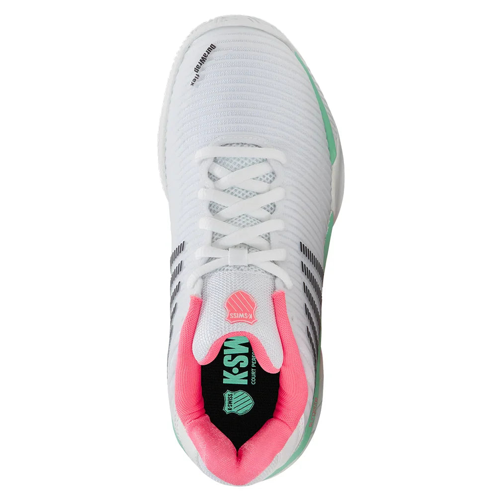 Women`s Hypercourt Express 2 Clay Tennis Shoes White and Neon Pastel Pink Footwear K-Swiss