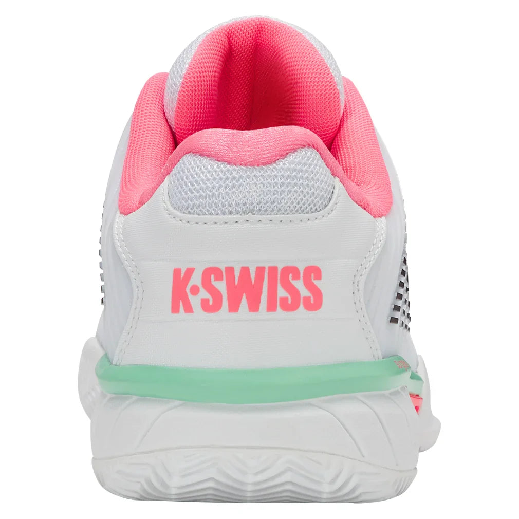 Women`s Hypercourt Express 2 Clay Tennis Shoes White and Neon Pastel Pink Footwear K-Swiss