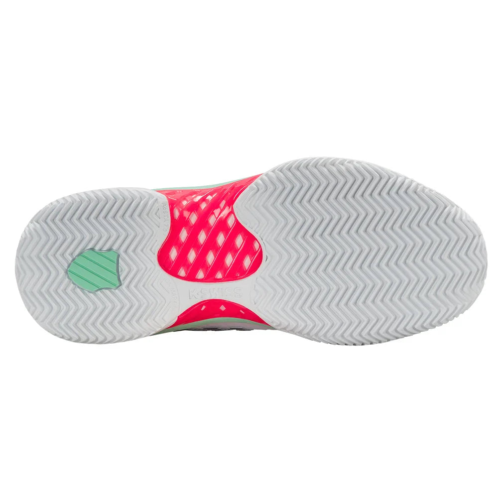 Women`s Hypercourt Express 2 Clay Tennis Shoes White and Neon Pastel Pink Footwear K-Swiss