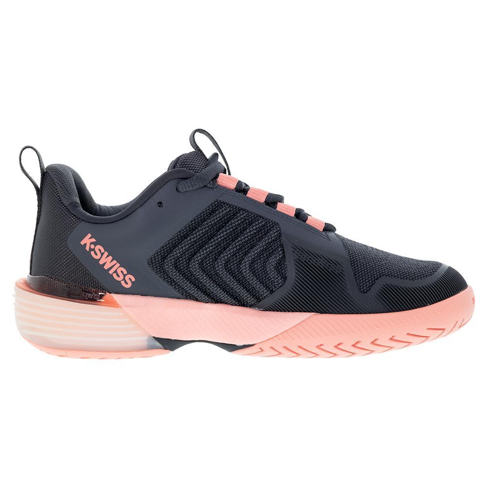 Women`s Ultrashot 3 Tennis Shoes Asphalt and Peach Amber Footwear K-Swiss