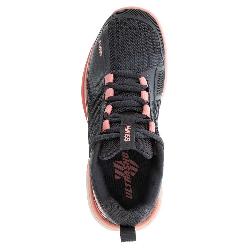Women`s Ultrashot 3 Tennis Shoes Asphalt and Peach Amber Footwear K-Swiss