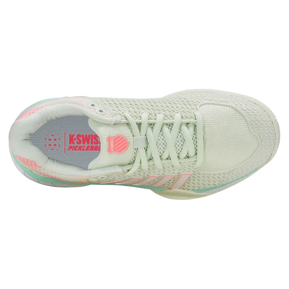 Women`s Express Light D Width Pickleball Shoes Ice and Honeydew Footwear K-Swiss