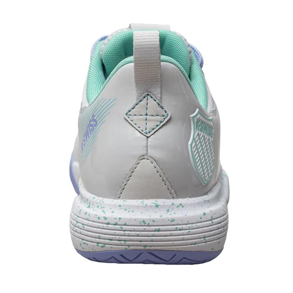 Women`s Ultrashot Team Tennis Shoes Nimbus Cloud and Neon Purple Footwear K-Swiss