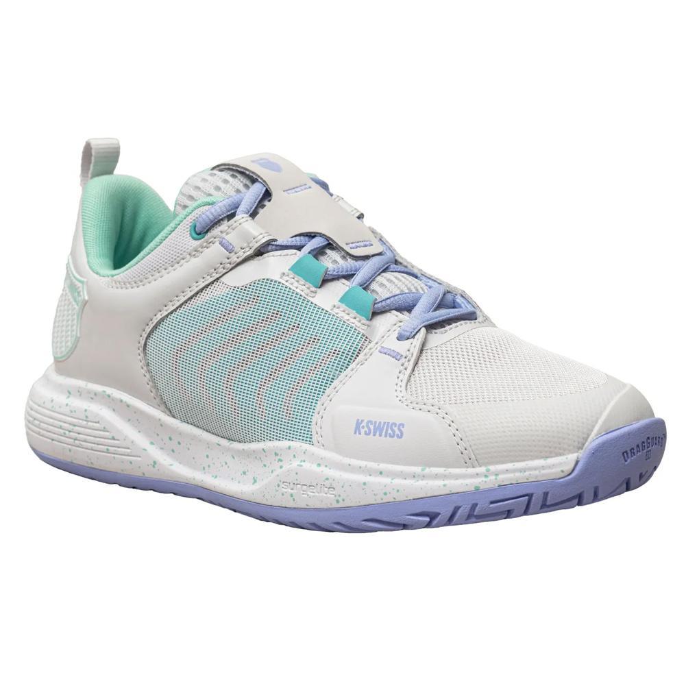 Women`s Ultrashot Team Tennis Shoes Nimbus Cloud and Neon Purple Footwear K-Swiss