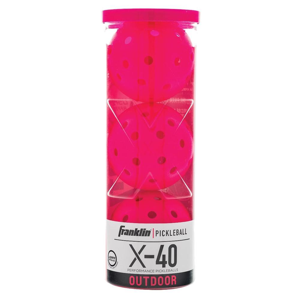 X-40 Outdoor Pickleballs 3 Pack Pink Balls Franklin Sports