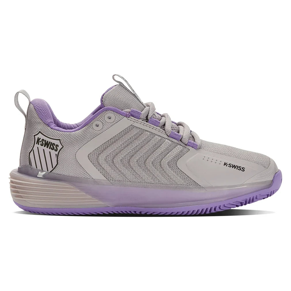 Women`s Ultrashot 3 Clay Court Tennis Shoes Raindops and Paisley Purple Footwear K-Swiss