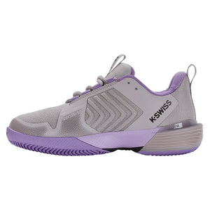 Women`s Ultrashot 3 Clay Court Tennis Shoes Raindops and Paisley Purple Footwear K-Swiss